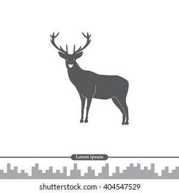 silhouette deer with great antler/animal/ vector illustration