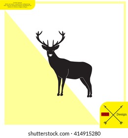 silhouette deer with great antler/animal/ vector illustration