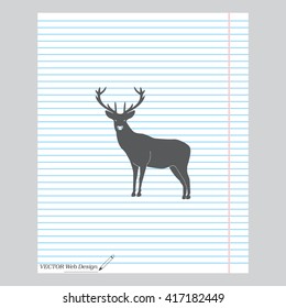 silhouette deer with great antler/animal/ vector illustration