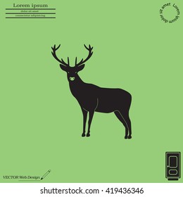 silhouette deer with great antler/animal/ vector illustration
