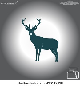 silhouette deer with great antler/animal/ vector illustration