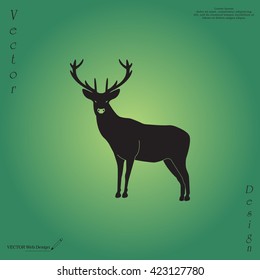 silhouette deer with great antler/animal/ vector illustration