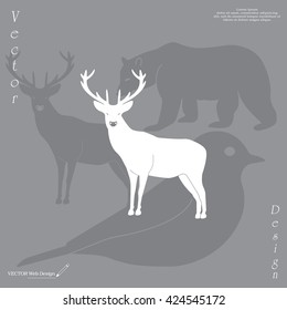 silhouette deer with great antler/animal/ vector illustration