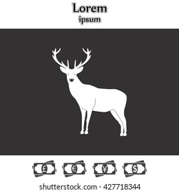 silhouette deer with great antler/animal/ vector illustration