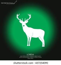 silhouette deer with great antler/animal/ vector illustration