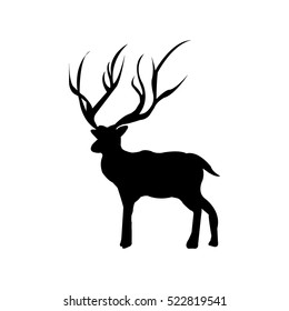 Standing Deer Silhouette On White Background Stock Vector (Royalty Free ...