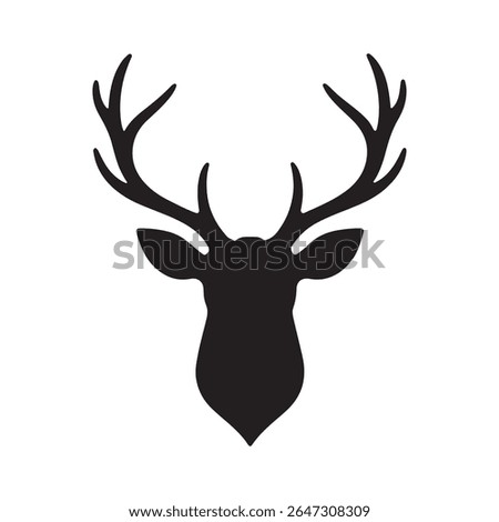 Silhouette of a deer head with antlers in minimalist style