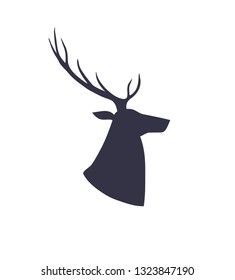 Silhouette of a deer head. Forest animals. Isolated