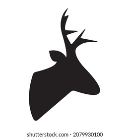 Silhouette of deer head, isolated on white background. Vector illustration.