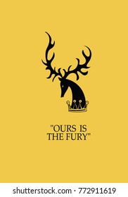 Silhouette of a deer head. Vector image with text. Design banners, icons for a website, printed on fabric or paper.