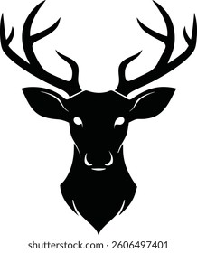 Silhouette Deer Head Vector and White Background