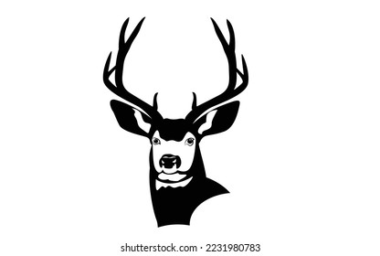 Silhouette of deer head.Vector illustration.