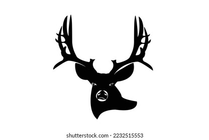 Silhouette of deer head.Vector illustration.