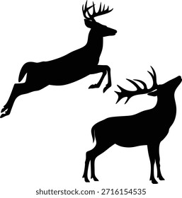Silhouette of a deer with horns