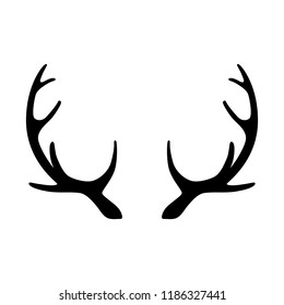 Silhouette of deer horns isolated on white background. Vector