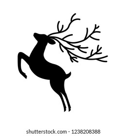 silhouette deer horns on white background