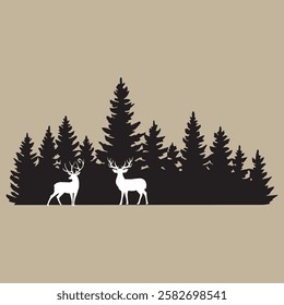 Silhouette of deer , illustration of a deer 