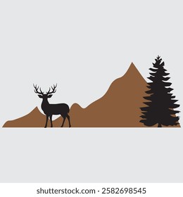 Silhouette of deer , illustration of a deer 