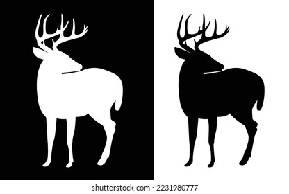 Silhouette Hirsch einzeln auf weißem Hintergrund. Hirschlogo, Vorlage, Vektorgrafik der Illustration.