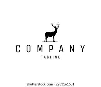Silhouette deer logo isolated white background side view  vector illustration available in eps 10 