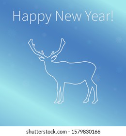 Silhouette of a deer on blue gradient background with snowflakes and with the inscription "Happy New Year!".
All elements are isolated and can be used separately.
Holiday poster.