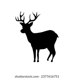 Silhouette of deer on white background