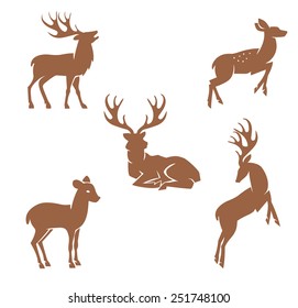 silhouette deer on white background