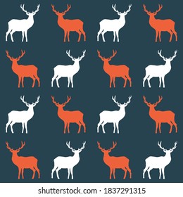 Silhouette deer pattern on a blue background