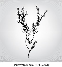 Silhouette of deer in the plant ornament
