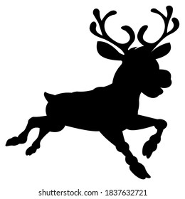 silhouette of a deer running with its feet in the air