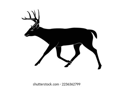 Silhouette of deer in running position. vector illustrations