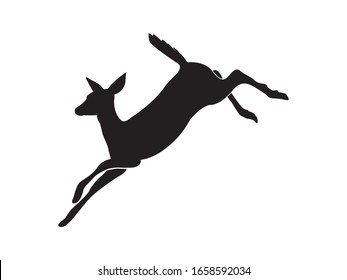 Silhouette of deer running. vector image