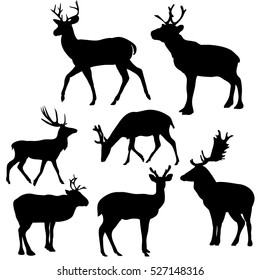 silhouette of a deer, a set of new year, christmas