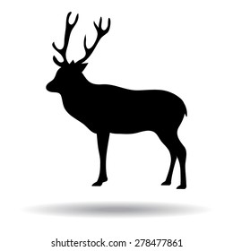 silhouette deer with  shadow vector illustration 