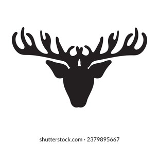 Silhouette of a deer with spreading antlers. Vector illustration.