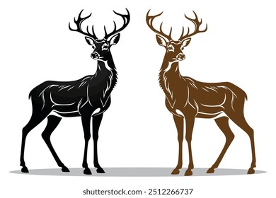 Silhouette Of Deer standing vector  on white background
