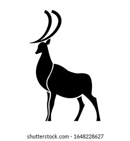 Silhouette eines Hirsches. Stilisierte Zeichnung. Vektorillustration.