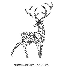 Silhouette of a deer with a triangular structure. The image on a white background.