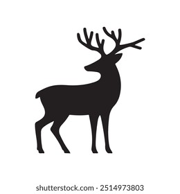 Silhouette deer vector art illustration.