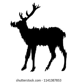 Silhouette of a deer. Vector illustration. 