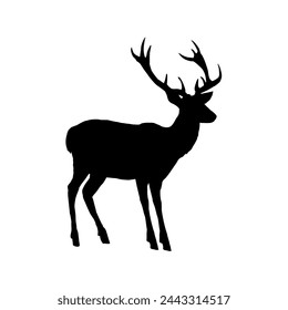 silhouette of deer	- vector illustration