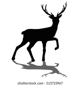 silhouette deer- vector, illustration