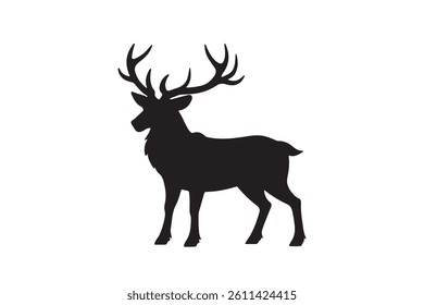 Silhouette of deer vector illustration on white background.