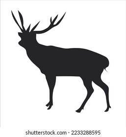 Silhouette deer vector illustration with white background