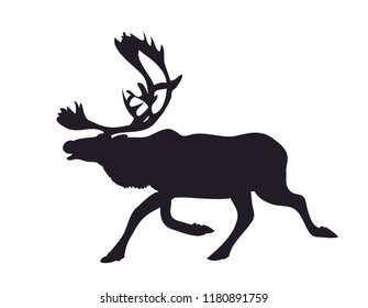 silhouette of the deer which runs, vector, white background
