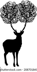 silhouette of the deer,antlers, horns unusual, beautiful deer