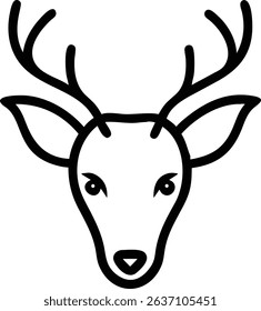 A silhouette of a deer's head, a simple and elegant design, perfect for logos, branding, or decorative purposes. Isolated on a white background, this image offers versatility for various applications.