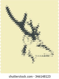 Silhouette of a deer's head with the triangles design