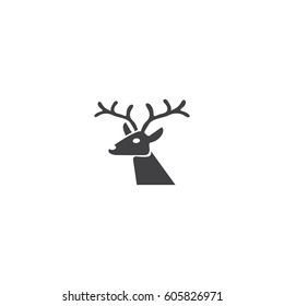 Silhouette of deer's head  Vector Icon.