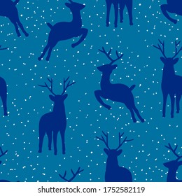 Silhouette Deers Muster, Winterthema, Nahtloses Muster, Vektorgrafik EPS10.